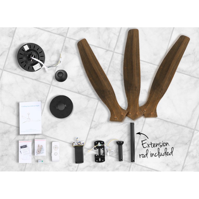 devanti 52'' ceiling fan ac motor 3 blades w/remote dark wood devanti 52'' ceiling fan ac motor 3 blades w/remote dark wood