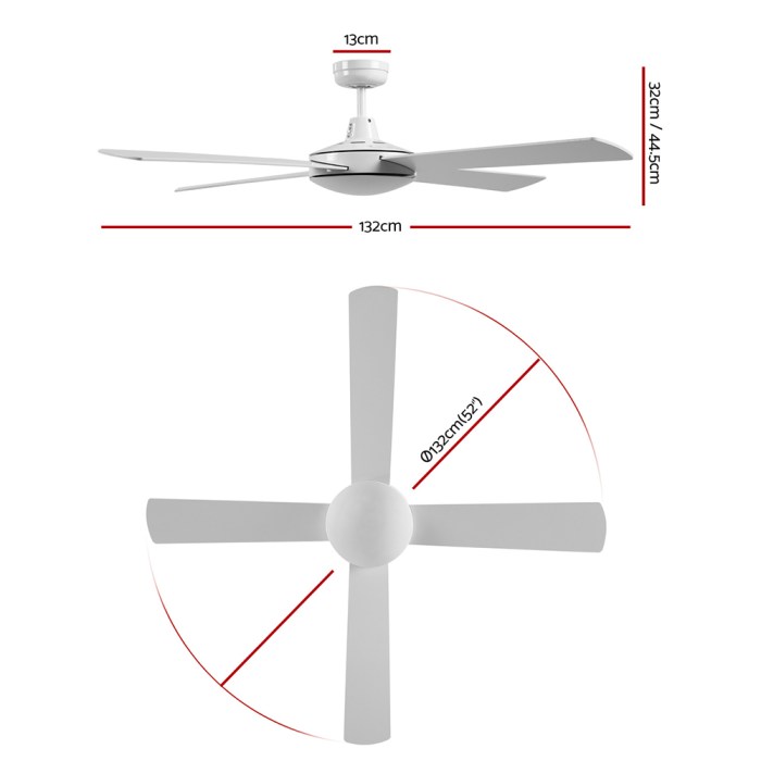 devanti 52'' ceiling fan ac motor 4 blades w/remote white devanti 52'' ceiling fan ac motor 4 blades w/remote white