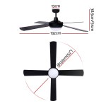 devanti 52'' ceiling fan ac motor w/light w/remote black devanti 52'' ceiling fan ac motor w/light w/remote black
