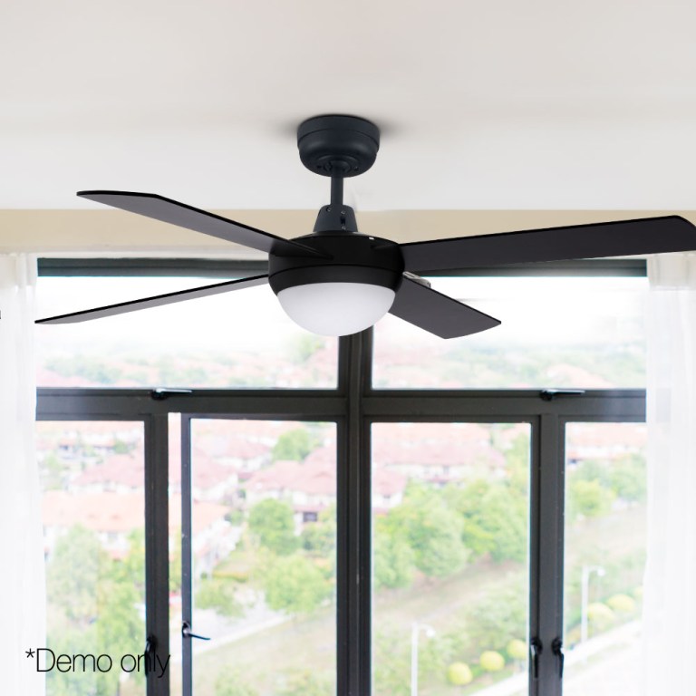devanti 52'' ceiling fan ac motor w/light w/remote black devanti 52'' ceiling fan ac motor w/light w/remote black