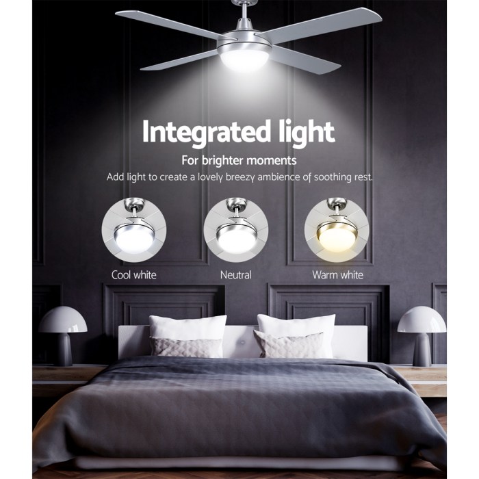 devanti 52'' ceiling fan ac motor w/light w/remote silver devanti 52'' ceiling fan ac motor w/light w/remote silver