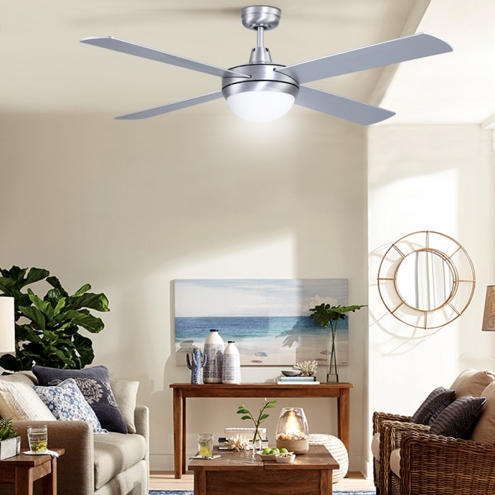 devanti 52'' ceiling fan ac motor w/light w/remote silver devanti 52'' ceiling fan ac motor w/light w/remote silver