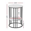 artiss coffee table 2 tier round marble effect
