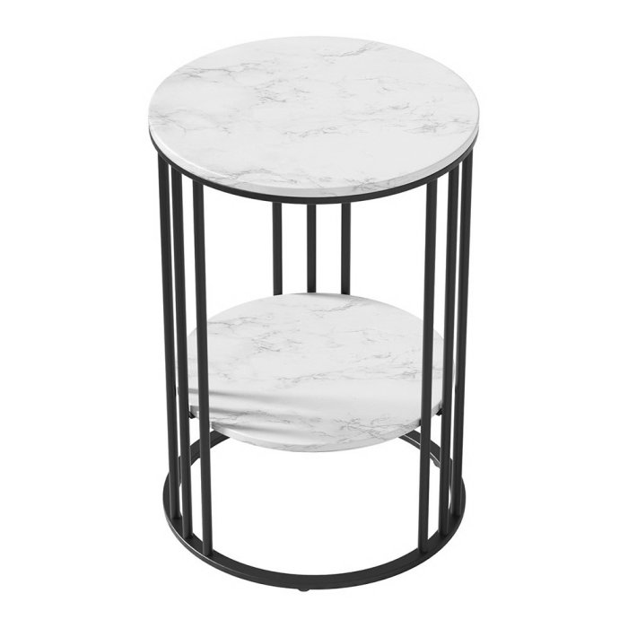 artiss coffee table 2 tier round marble effect