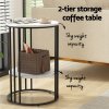 artiss coffee table 2 tier round marble effect
