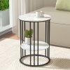 artiss coffee table 2 tier round marble effect