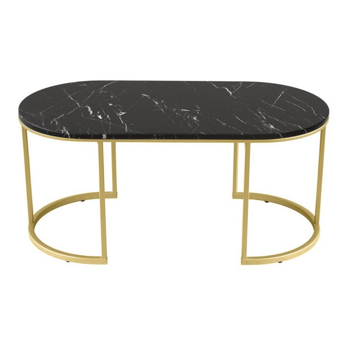 artiss coffee table marble effect black