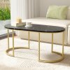 artiss coffee table marble effect black