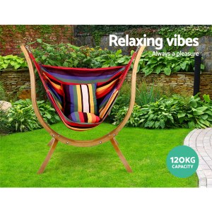 gardeon hammock chair timber outdoor furniture camping with wooden stand