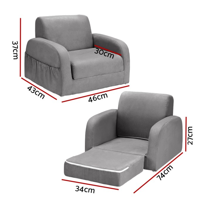 keezi kids sofa 2 seater children flip open couch lounger armchair soft grey keezi kids sofa 2 seater children flip open couch lounger armchair soft grey