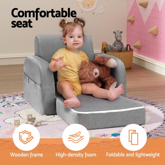 keezi kids sofa 2 seater children flip open couch lounger armchair soft grey keezi kids sofa 2 seater children flip open couch lounger armchair soft grey