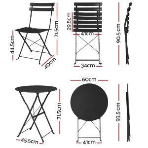 gardeon 3pc outdoor bistro set steel table and chairs patio furniture black gardeon 3pc outdoor bistro set steel table and chairs patio furniture black