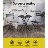 gardeon 3pc outdoor bistro set steel table and chairs patio furniture black