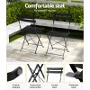 gardeon 3pc outdoor bistro set steel table and chairs patio furniture black
