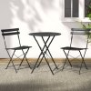gardeon 3pc outdoor bistro set steel table and chairs patio furniture black
