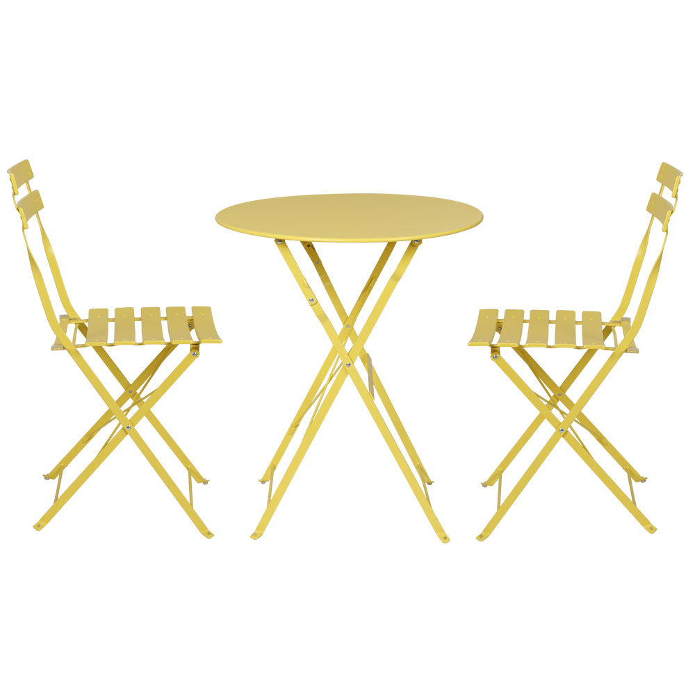 gardeon 3pc outdoor bistro set steel table and chairs patio furniture yellow