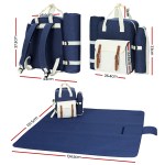 alfresco 4 person picnic basket set backpack bag insulated blue
