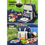 alfresco 4 person picnic basket set backpack bag insulated blue