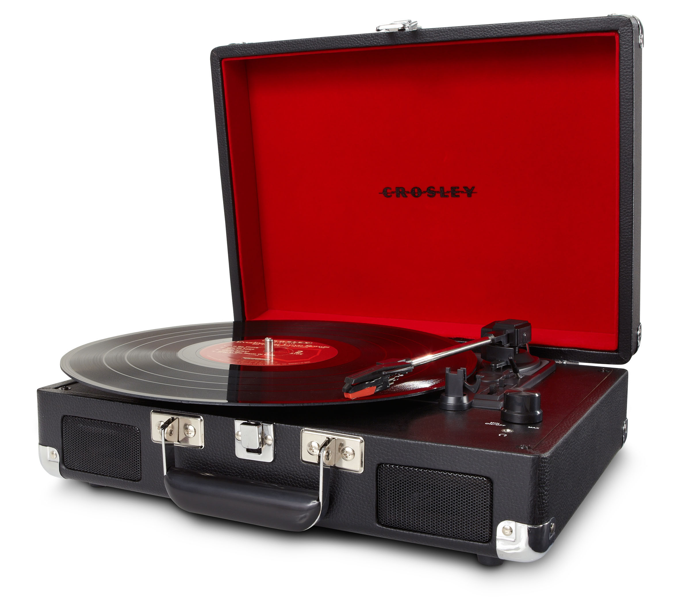 crosley crosley cruiser black bluetooth turntable & record storage crate