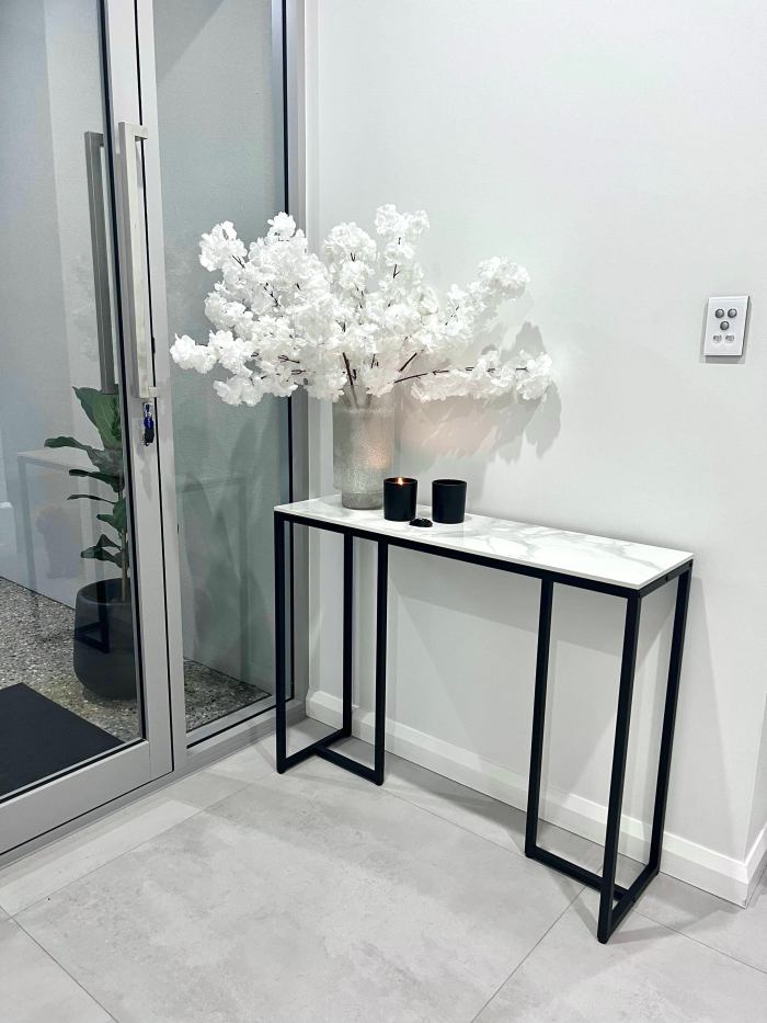 interior ave stone marble console marble & black