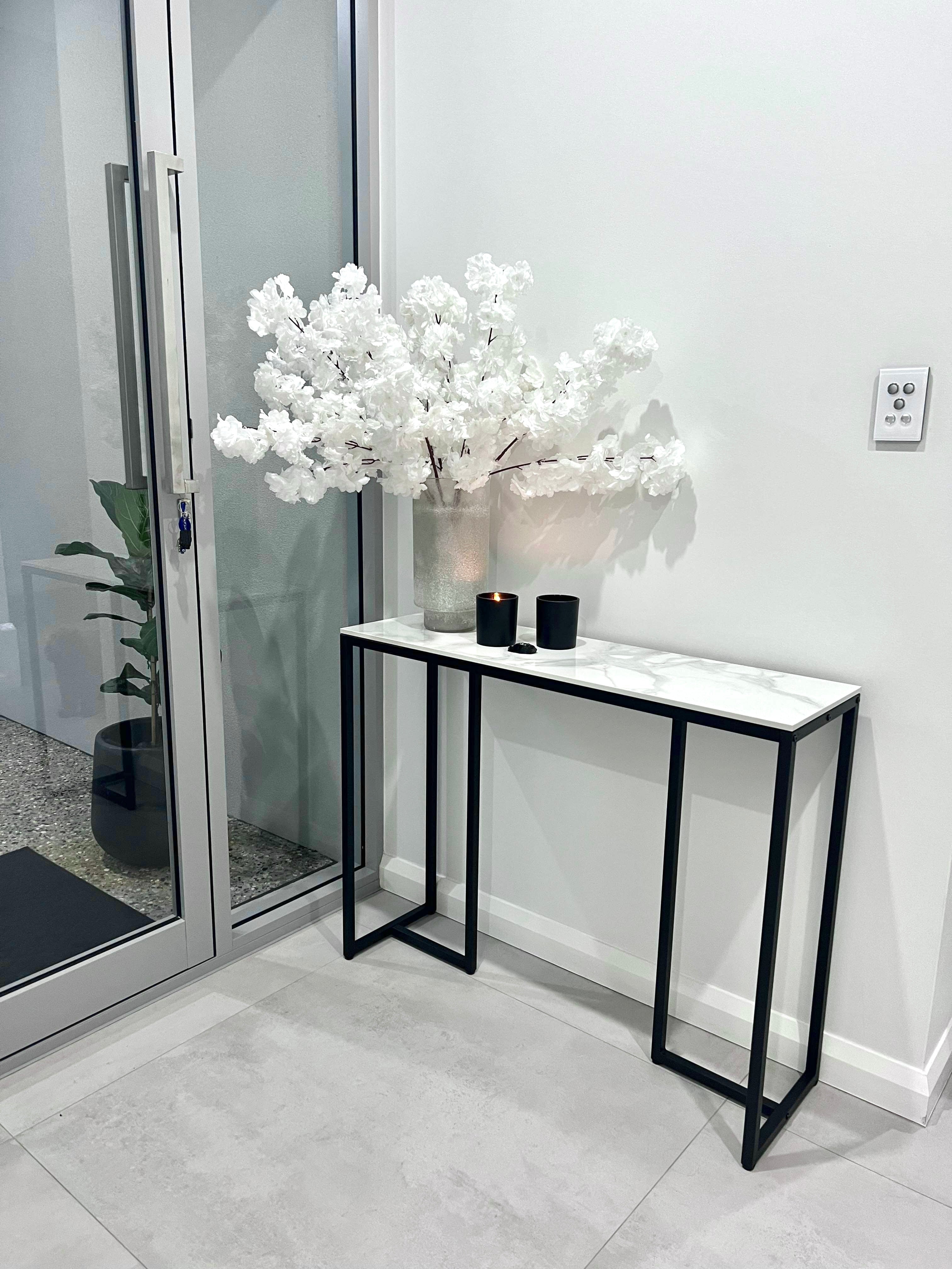 interior ave stone marble console marble & black