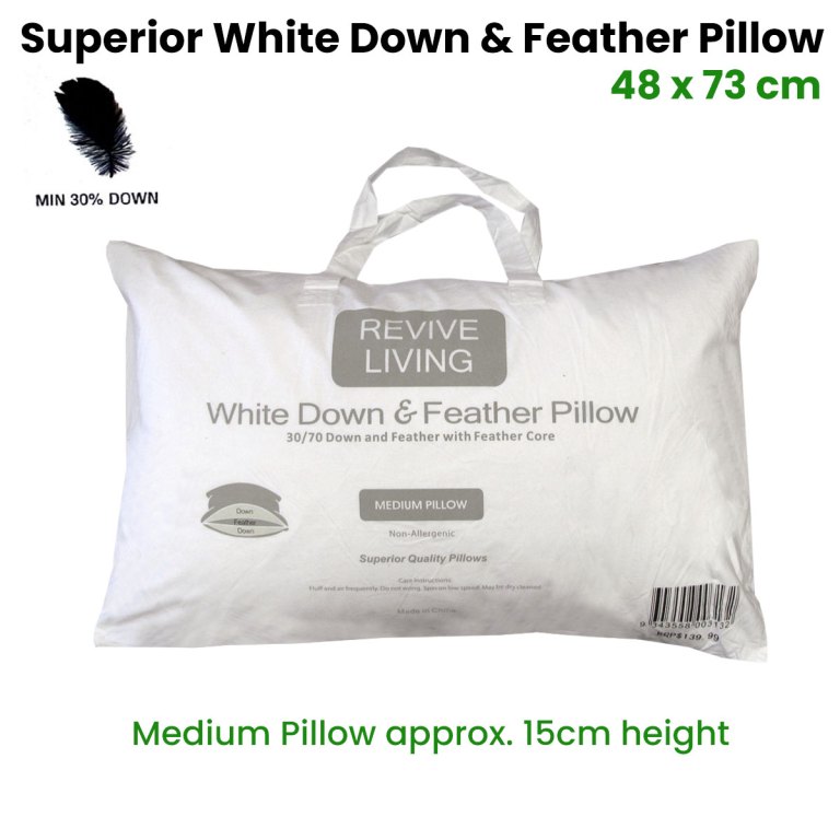 70% feather 30% down superior medium standard pillow 48 x 73 cm 70% feather 30% down superior medium standard pillow 48 x 73 cm