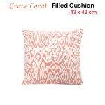 j.elliot home grace coral applique filled cushion 43 x 43 cm