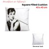 audrey hepburn breakfast at tiffany's square filled cushion 43 x 43 cm audrey hepburn breakfast at tiffany's square filled cushion 43 x 43 cm