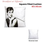 audrey hepburn breakfast at tiffany's square filled cushion 43 x 43 cm