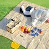 collapsible outdoor camping portable insulated picnic basket camping picnic ice pack(yellow grid)