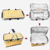 collapsible outdoor camping portable insulated picnic basket camping picnic ice pack(yellow grid)