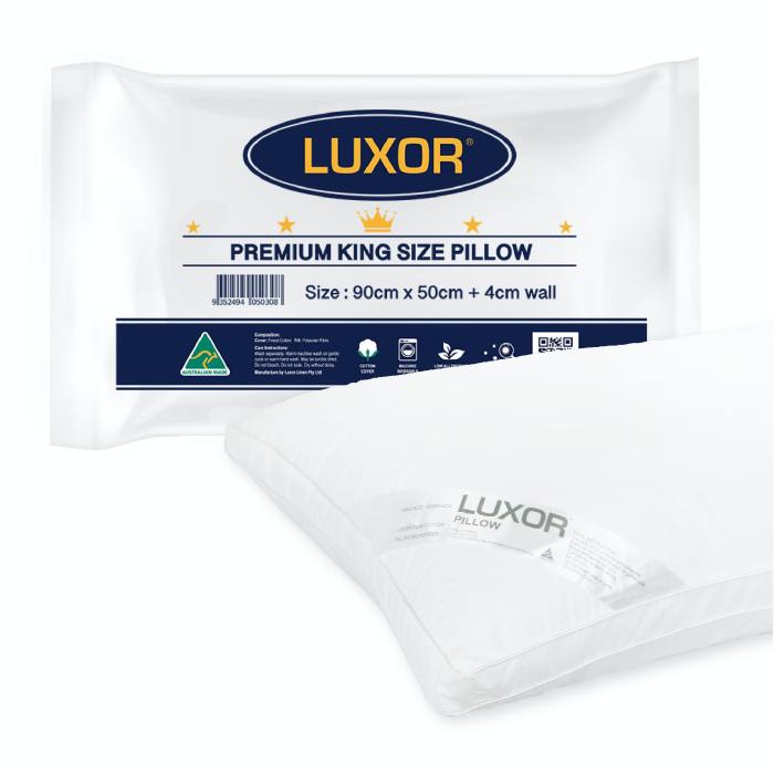 Luxor Australian Made Hotel King Size Pillow with 4cm Wall - Single Pack Luxor Australian Made Hotel King Size Pillow with 4cm Wall - Single Pack