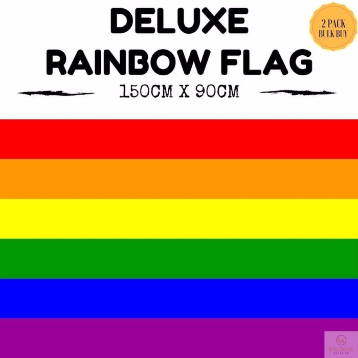 2x deluxe rainbow gay pride flag outdoor banner 150x90cm 3x5ft w metal eyelets 2x deluxe rainbow gay pride flag outdoor banner 150x90cm 3x5ft w metal eyelets