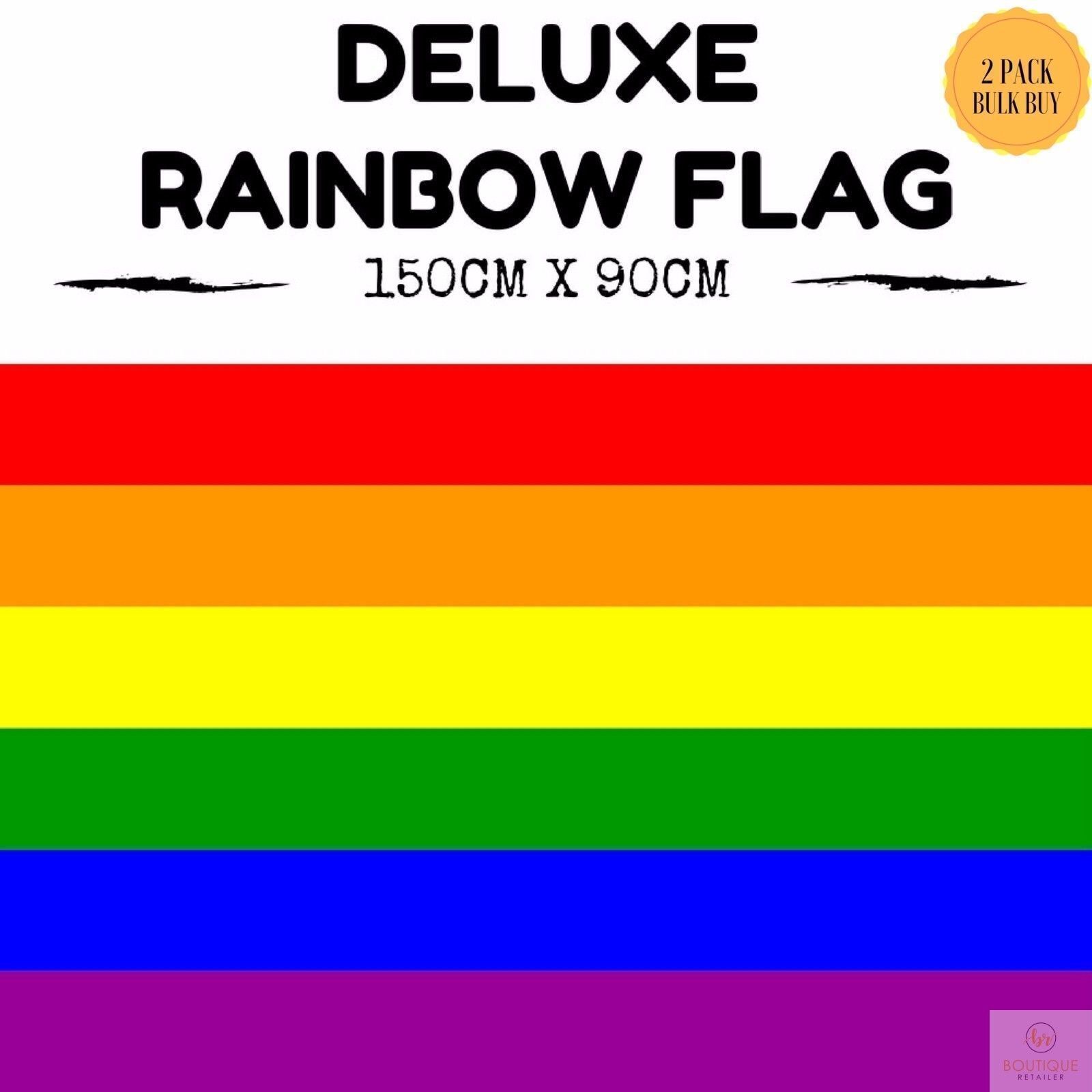 2x deluxe rainbow gay pride flag outdoor banner 150x90cm 3x5ft w metal eyelets