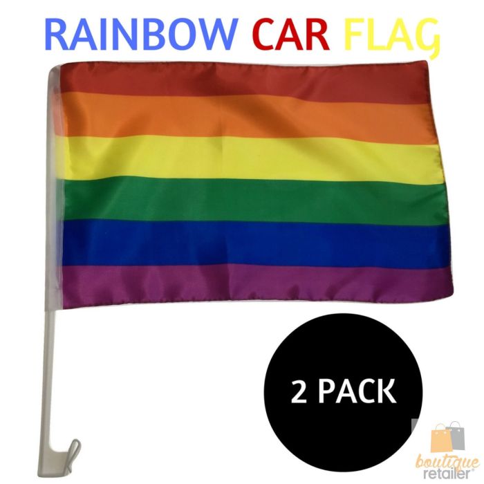 2x rainbow car flag with window clip flags australia day 30cm x 45cm gay pride 2x rainbow car flag with window clip flags australia day 30cm x 45cm gay pride