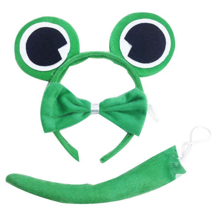 3pcs set animal costume dress up party bow tie tail ears book week green frog