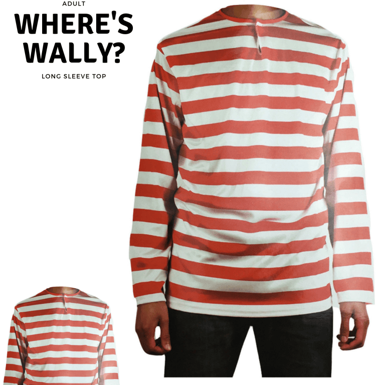 adults wheres wally book week red and white striped top shirt costume party dress up large