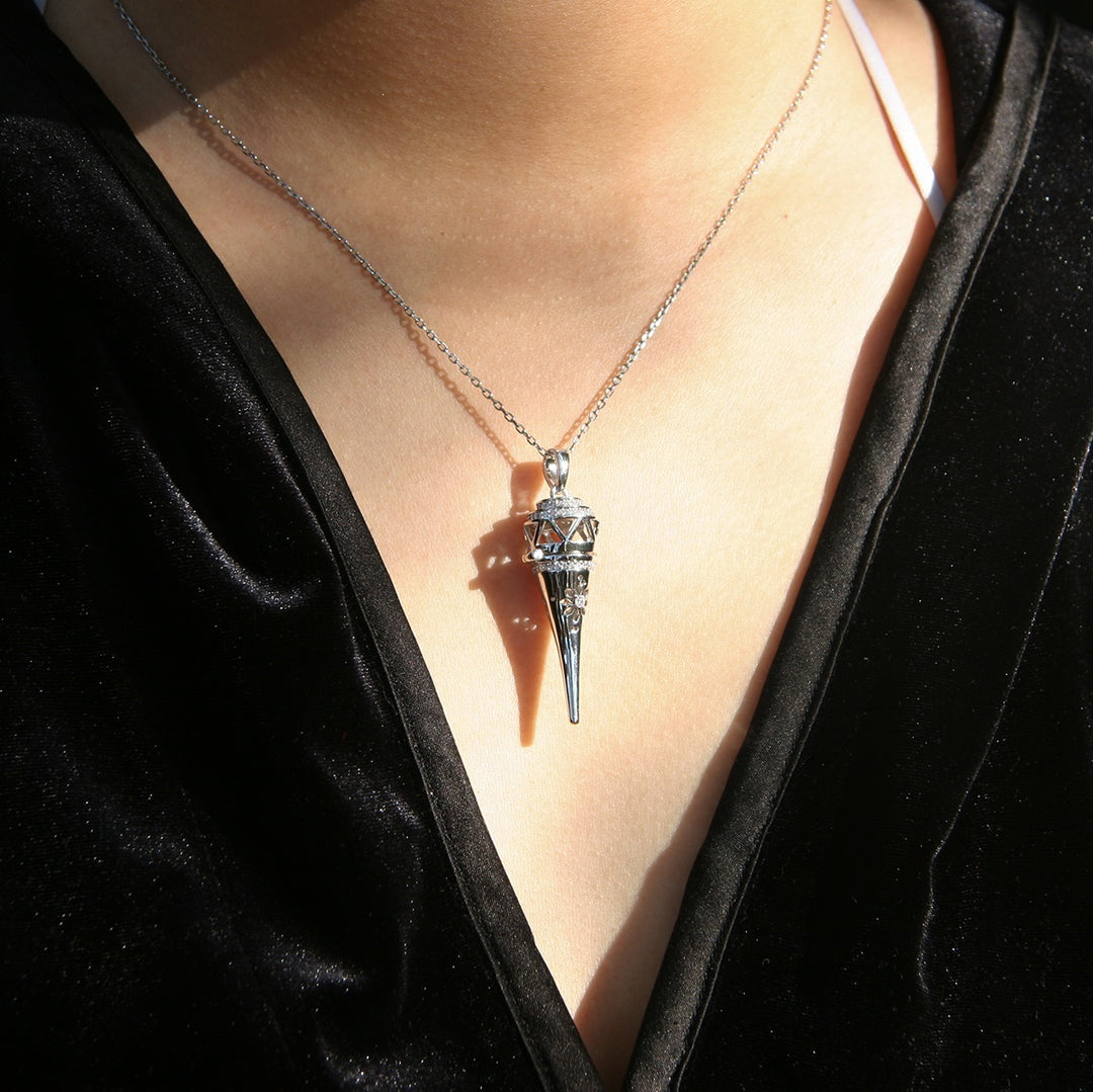 gift box cone white gold aroma necklace + purify oil blend