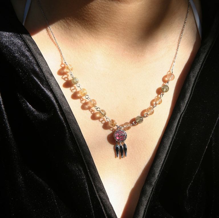 gift box rose white gold aroma necklace + purify oil blend