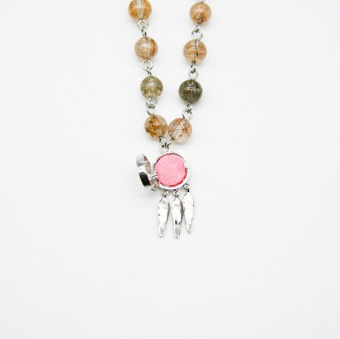 gift box rose white gold aroma necklace + purify oil blend