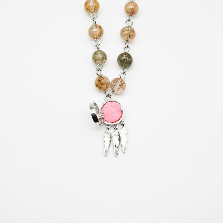 gift box rose white gold aroma necklace + purify oil blend