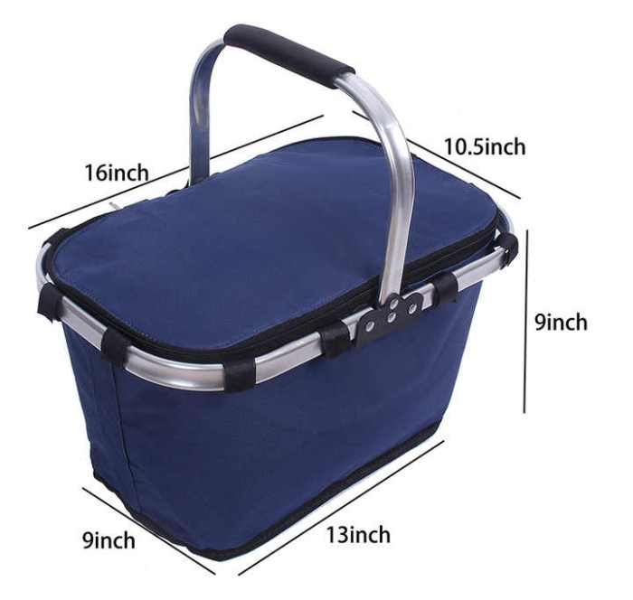 red portable picnic basket foldable insulated outdoor shopping basket, meal delivery & takeout carrier