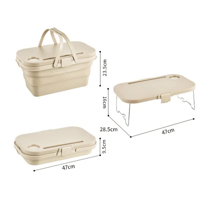 army green foldable outdoor picnic basket with lid and tabletop, camping storage box, car friendly organizer army green foldable outdoor picnic basket with lid and tabletop, camping storage box, car friendly organizer