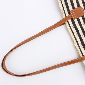 black and white stripes handmade large capacity striped beach tote bag with zipper and inner pocket summer vacation woven shoulder bag for women black and white stripes handmade large capacity striped beach tote bag with zipper and inner pocket summer vacation woven shoulder bag for women