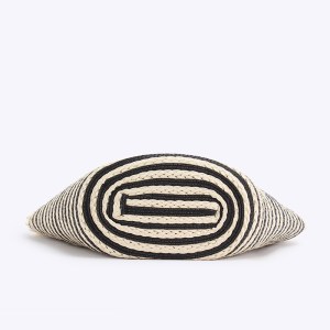 black and white stripes handmade large capacity striped beach tote bag with zipper and inner pocket summer vacation woven shoulder bag for women black and white stripes handmade large capacity striped beach tote bag with zipper and inner pocket summer vacation woven shoulder bag for women