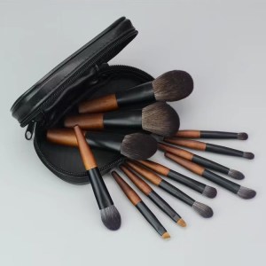 style a 12 piece mini portable makeup brush set fiber bristle beauty tool set(with storage bag)
