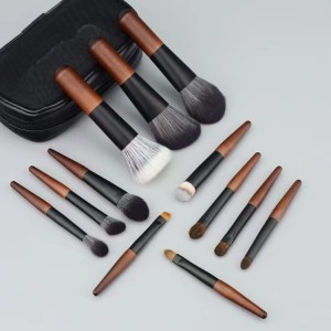 style b 12 piece mini portable makeup brush set fiber bristle beauty tool set(with storage bag)