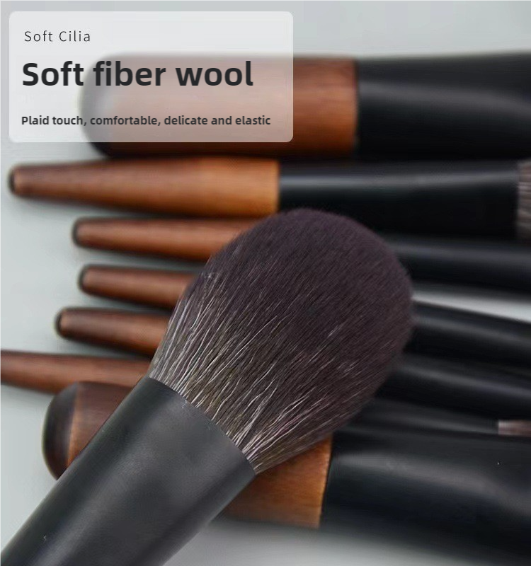 style b 12 piece mini portable makeup brush set fiber bristle beauty tool set(with storage bag)