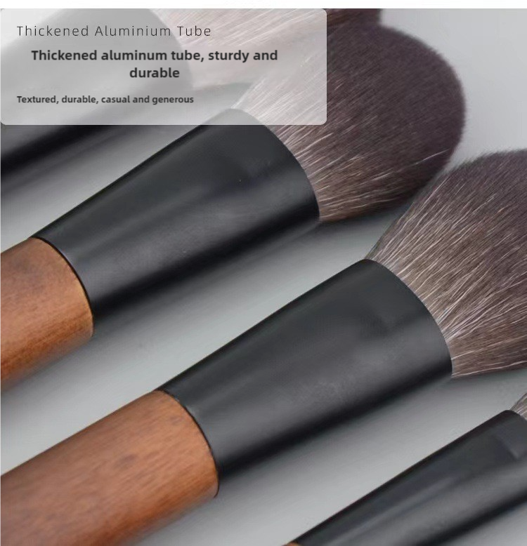 style b 12 piece mini portable makeup brush set fiber bristle beauty tool set(with storage bag)