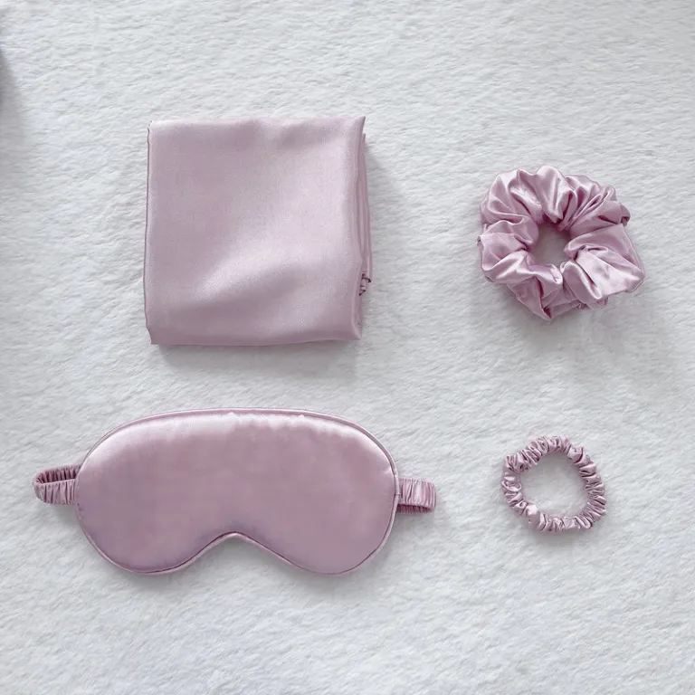 pink luxury faux silk sleep gift set 4 piece eye mask, pillowcase & scrunchies for relaxation & comfort pink luxury faux silk sleep gift set 4 piece eye mask, pillowcase & scrunchies for relaxation & comfort